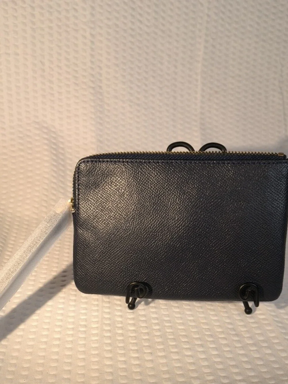 Coach L-Zip  Saffiano Leather Wristlet Wallet In Midnight Blue MSRP$78 NWT